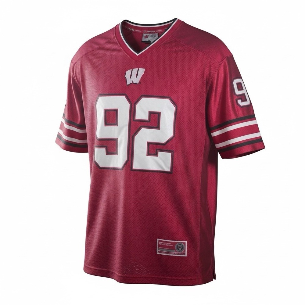 Colosseum Wisconsin Badgers #92 Football Jersey Mens XL Red Mesh NCAA V-Neck